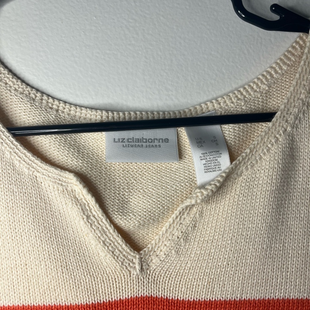 Liz Claiborne Cream and Red Knit Top - Picture 2 of 5